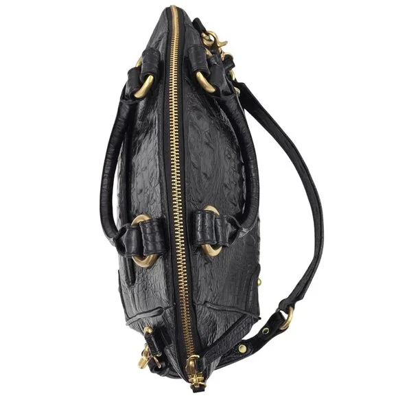 Brahmin Duxbury Satchel Black Melbourne Croc Embossed Leather Designer Purse Bag - Picture 10 of 16